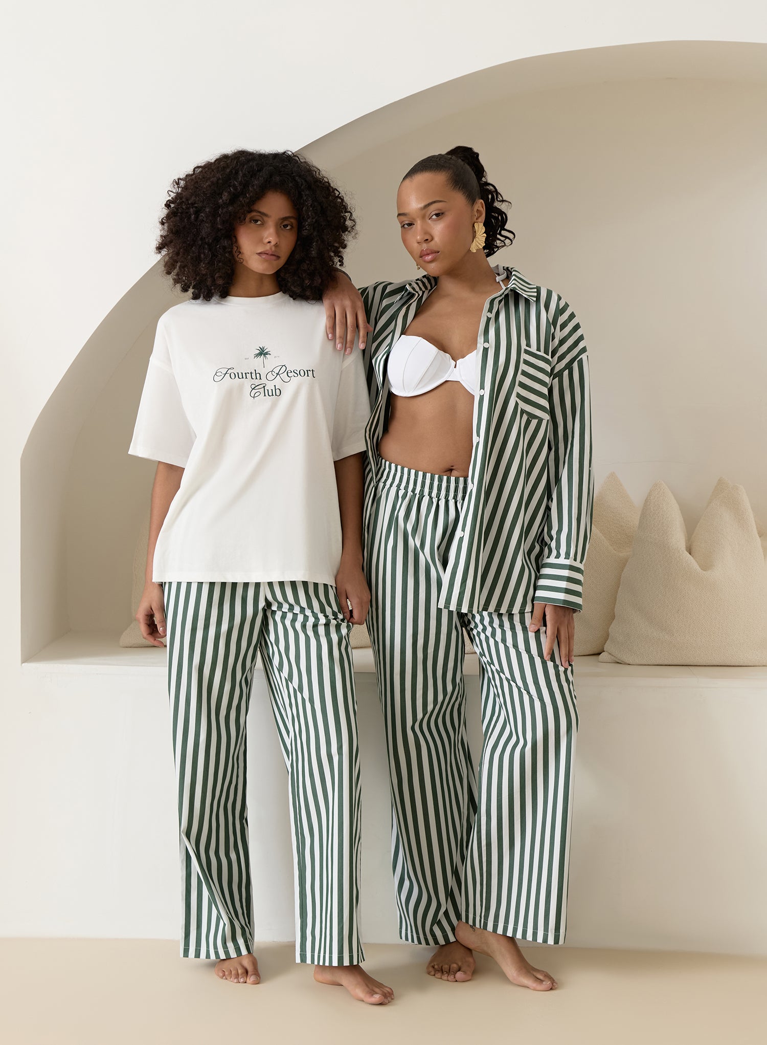 Green Stripe Oversized Shirt